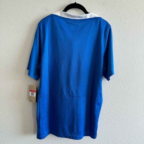 NWT Nike Blue Dri-Fit Slim Fit Football Soccer Jersey Short Sleeve White Collar - Picture 5 of 10